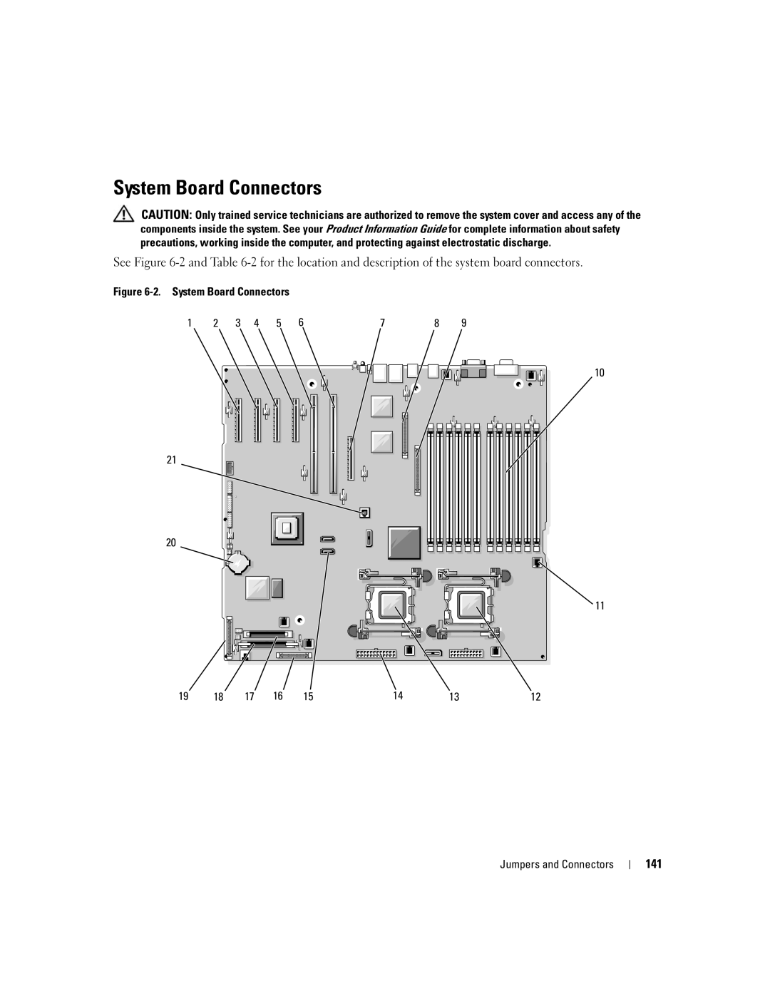 Dell 2900 owner manual System Board Connectors 