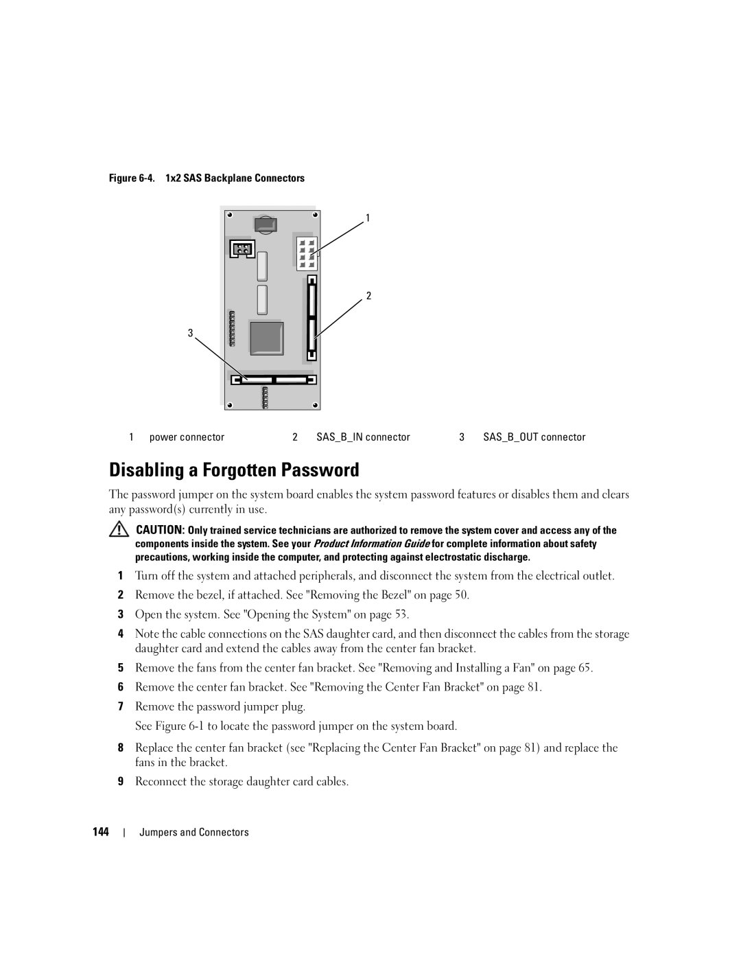 Dell 2900 owner manual Disabling a Forgotten Password, SASBOUT connector 