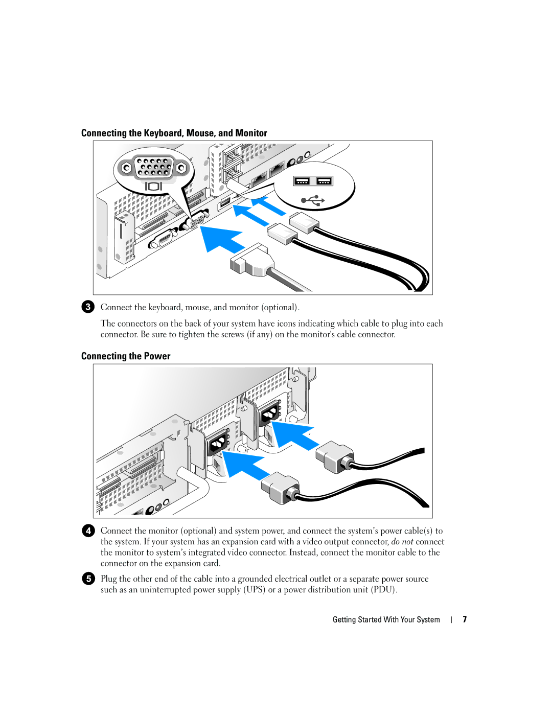 Dell 2950 manual Connecting the Keyboard, Mouse, and Monitor 