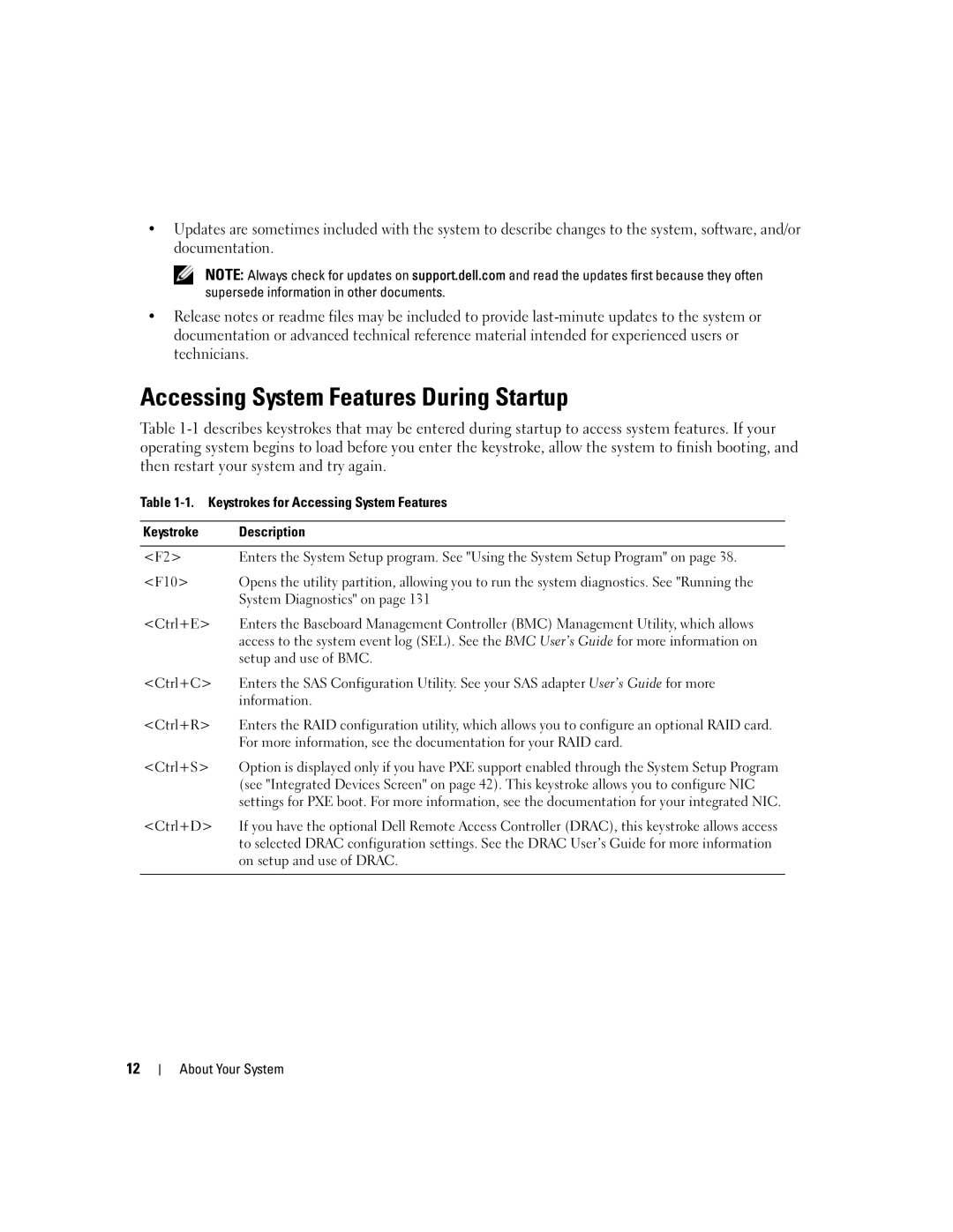 Dell 2950 owner manual Accessing System Features During Startup 