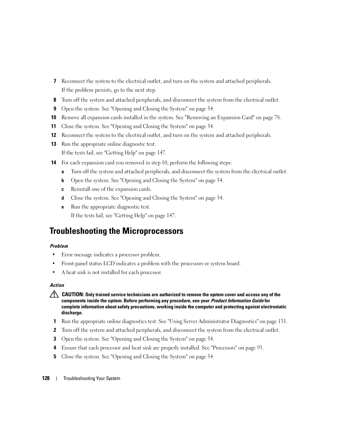 Dell 2950 owner manual Troubleshooting the Microprocessors 