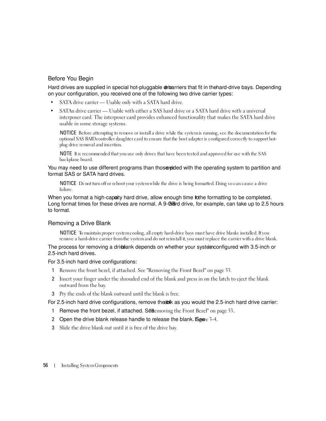 Dell 2950 owner manual Before You Begin, Removing a Drive Blank 