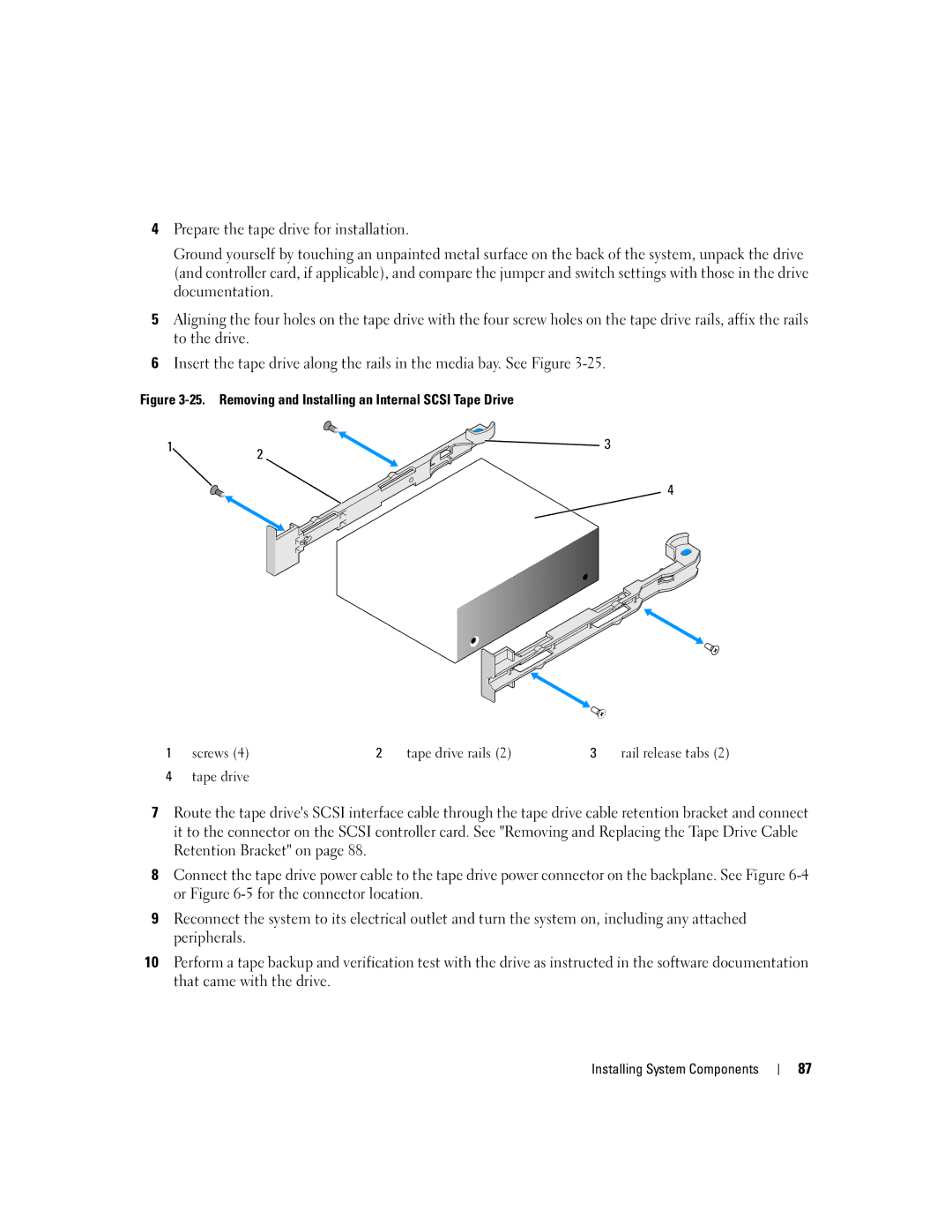 Dell 2950 owner manual Tape drive 