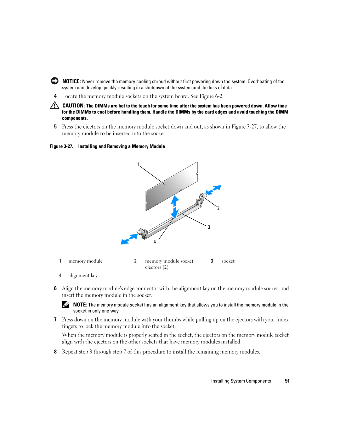 Dell 2950 owner manual Installing System Components 