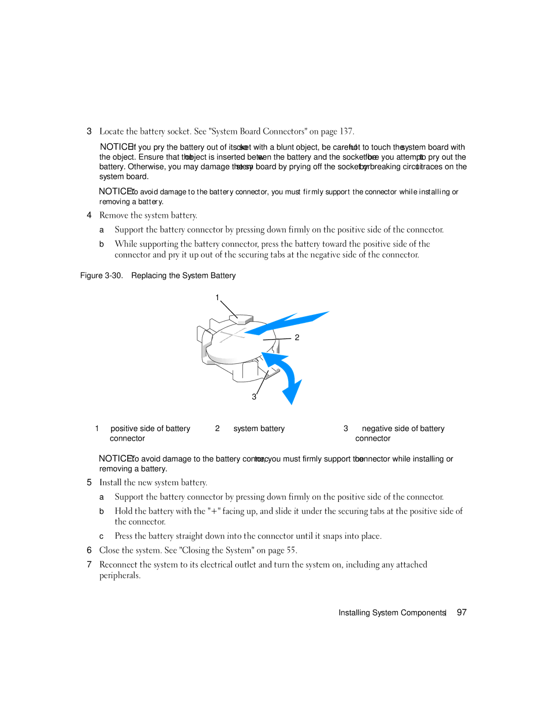 Dell 2950 owner manual Negative side of battery 