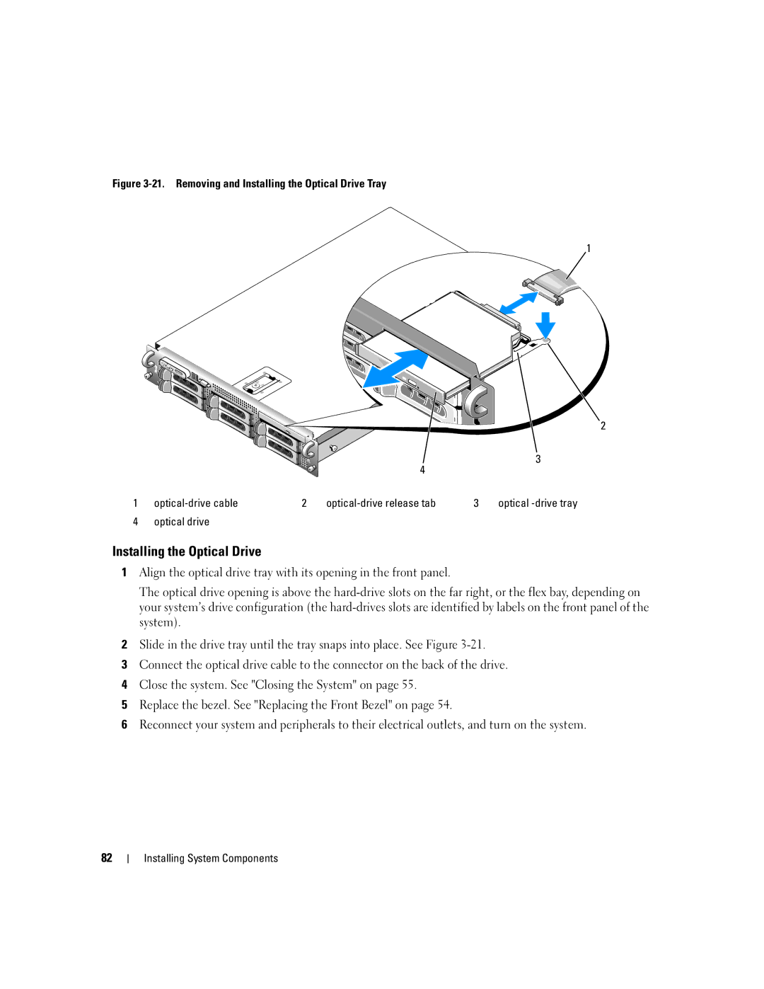 Dell 2950 owner manual Installing the Optical Drive, Optical drive 