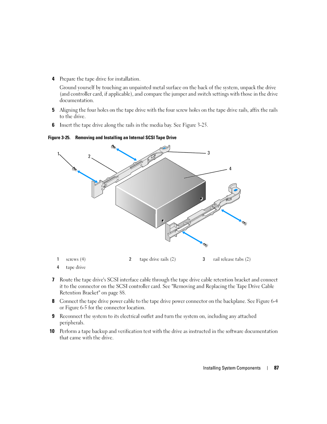 Dell 2950 owner manual Tape drive 