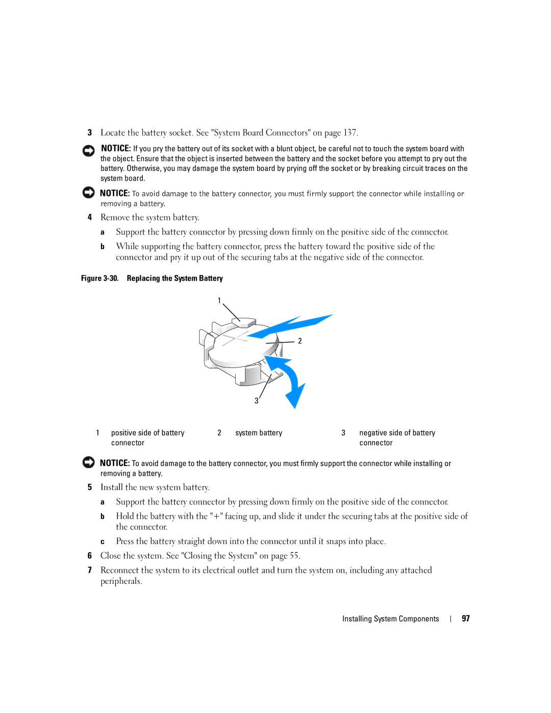 Dell 2950 owner manual Negative side of battery 