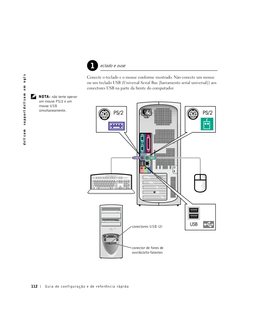 Dell 2G110 manual Teclado e mouse, Guia de configuração e de referência rápida 