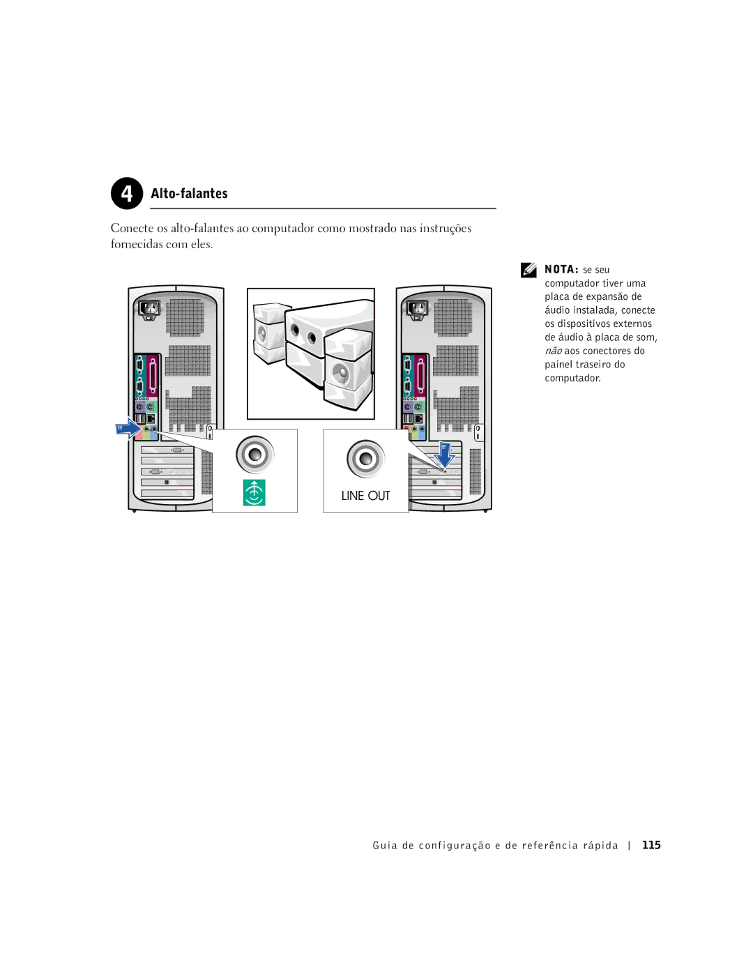 Dell 2G110 manual Alto-falantes, Guia de configuração e de referência rápida 115 