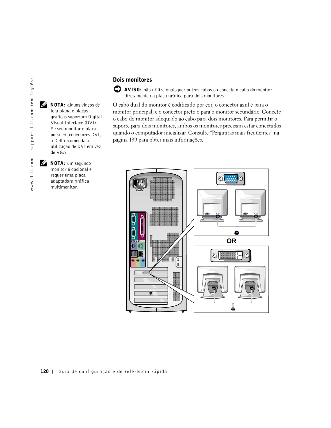Dell 2G110 manual Dois monitores, Guia de configuração e de referência rápida 