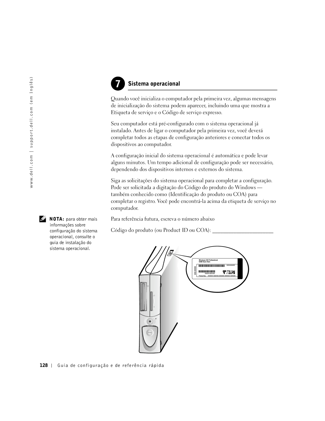 Dell 2G110 manual Sistema operacional, Guia de configuração e de referência rápida 