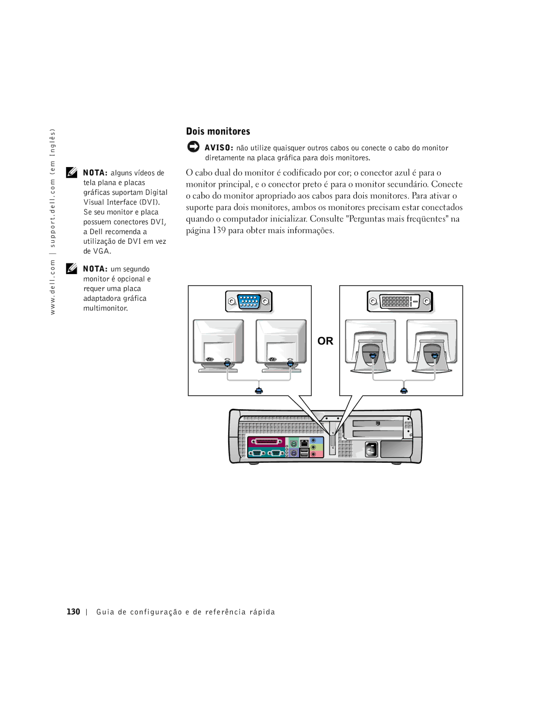 Dell 2G110 manual Dois monitores 