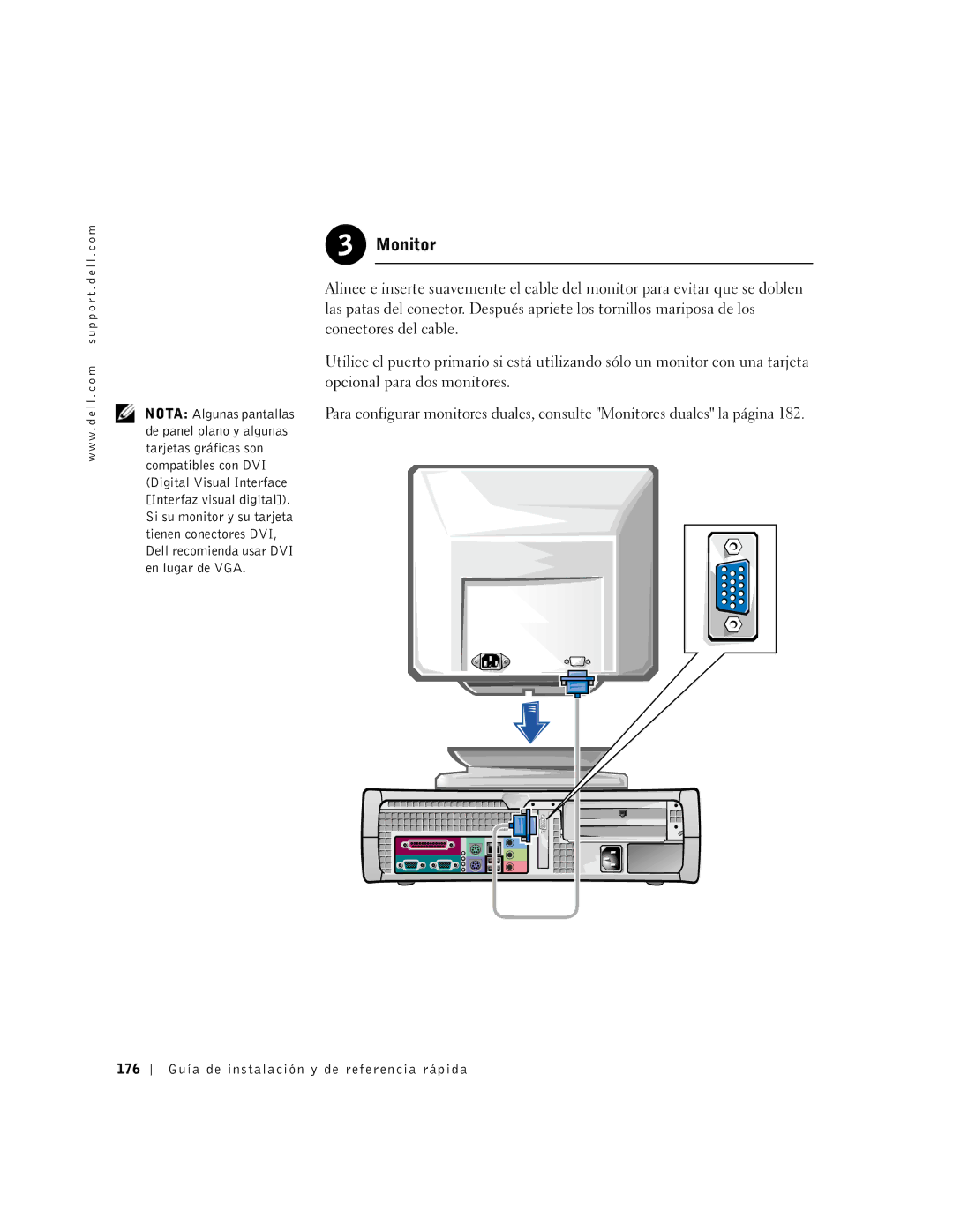 Dell 2G110 manual Monitor, 176 Guía de instalación y de referencia rápida 