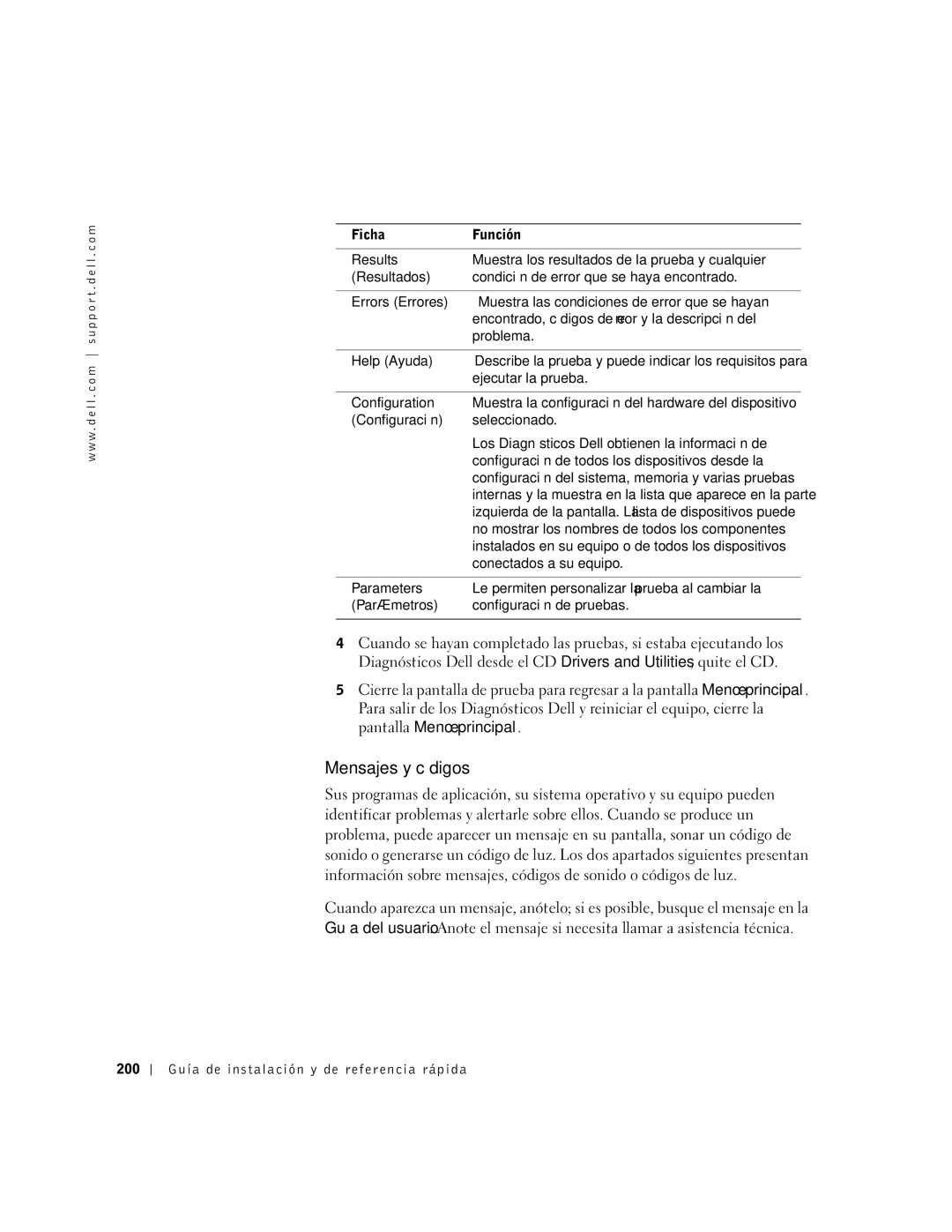 Dell 2G110 Mensajes y códigos, Ejecutar la prueba, Conectados a su equipo, 200 Guía de instalación y de referencia rápida 