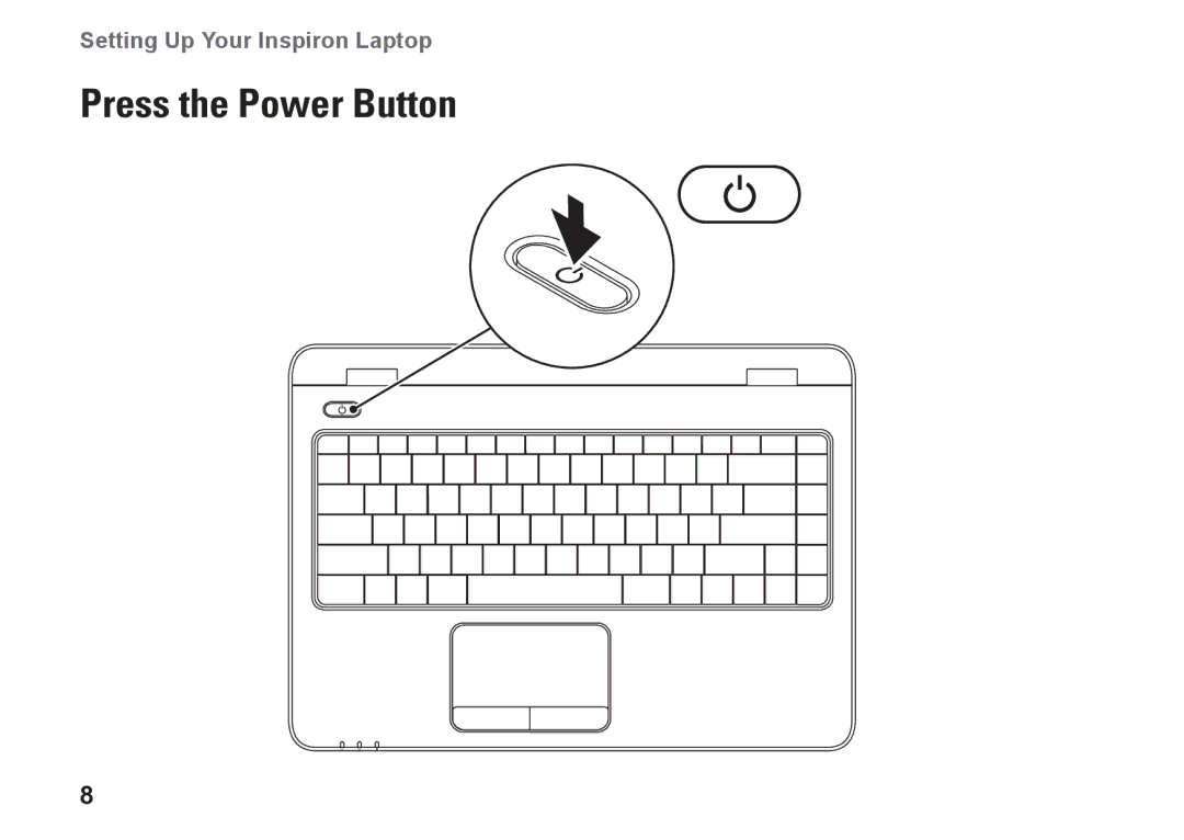 Dell N4010, P11G001, 02T7WRA02 setup guide Press the Power Button 