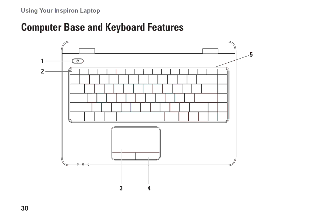 Dell P11G001, N4010, 02T7WRA02 setup guide Computer Base and Keyboard Features 