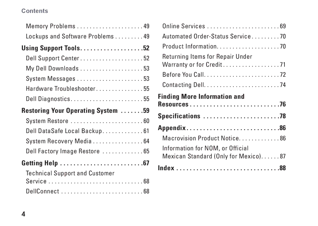 Dell N4010, P11G001, 02T7WRA02 setup guide Index 