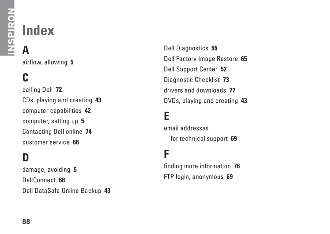 Dell N4010, P11G001, 02T7WRA02 setup guide Index 