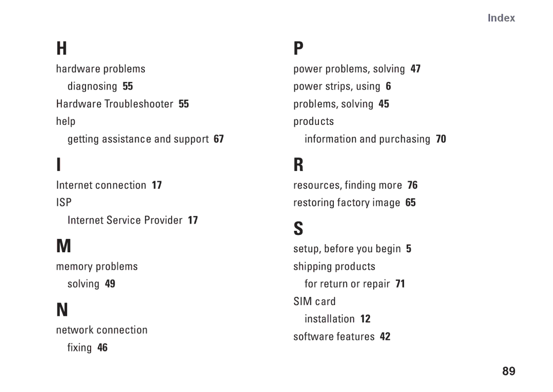 Dell N4010, P11G001, 02T7WRA02 setup guide Index 