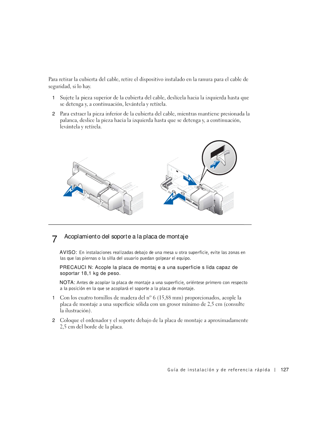 Dell DCT, 2U454 manual Acoplamiento del soporte a la placa de montaje 