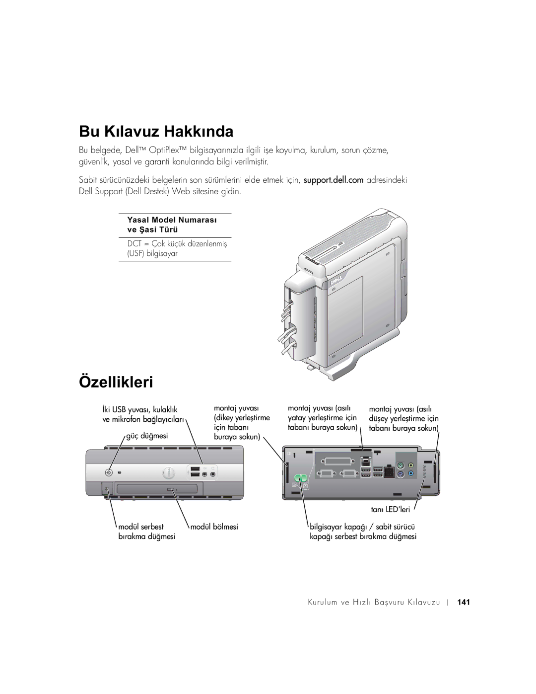 Dell DCT, 2U454 manual Bu Kılavuz Hakkında, Özellikleri 