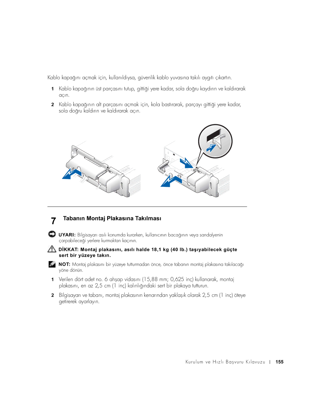 Dell DCT, 2U454 manual Tabanın Montaj Plakasına Takılması 