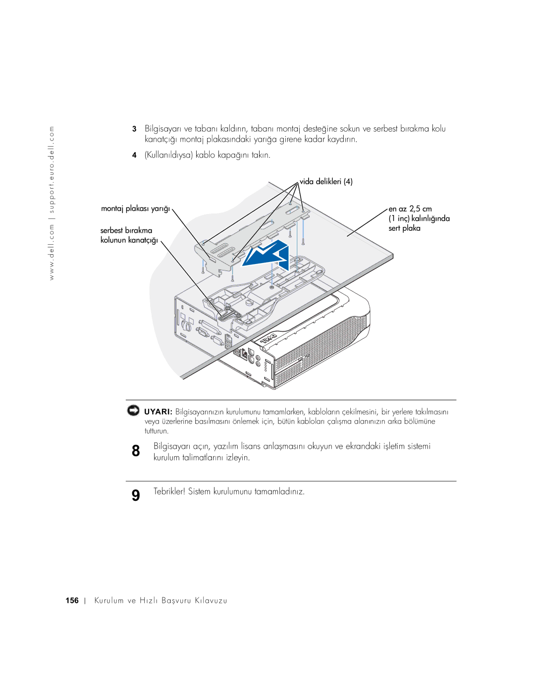 Dell 2U454, DCT manual Kullanıldıysa kablo kapağını takın 