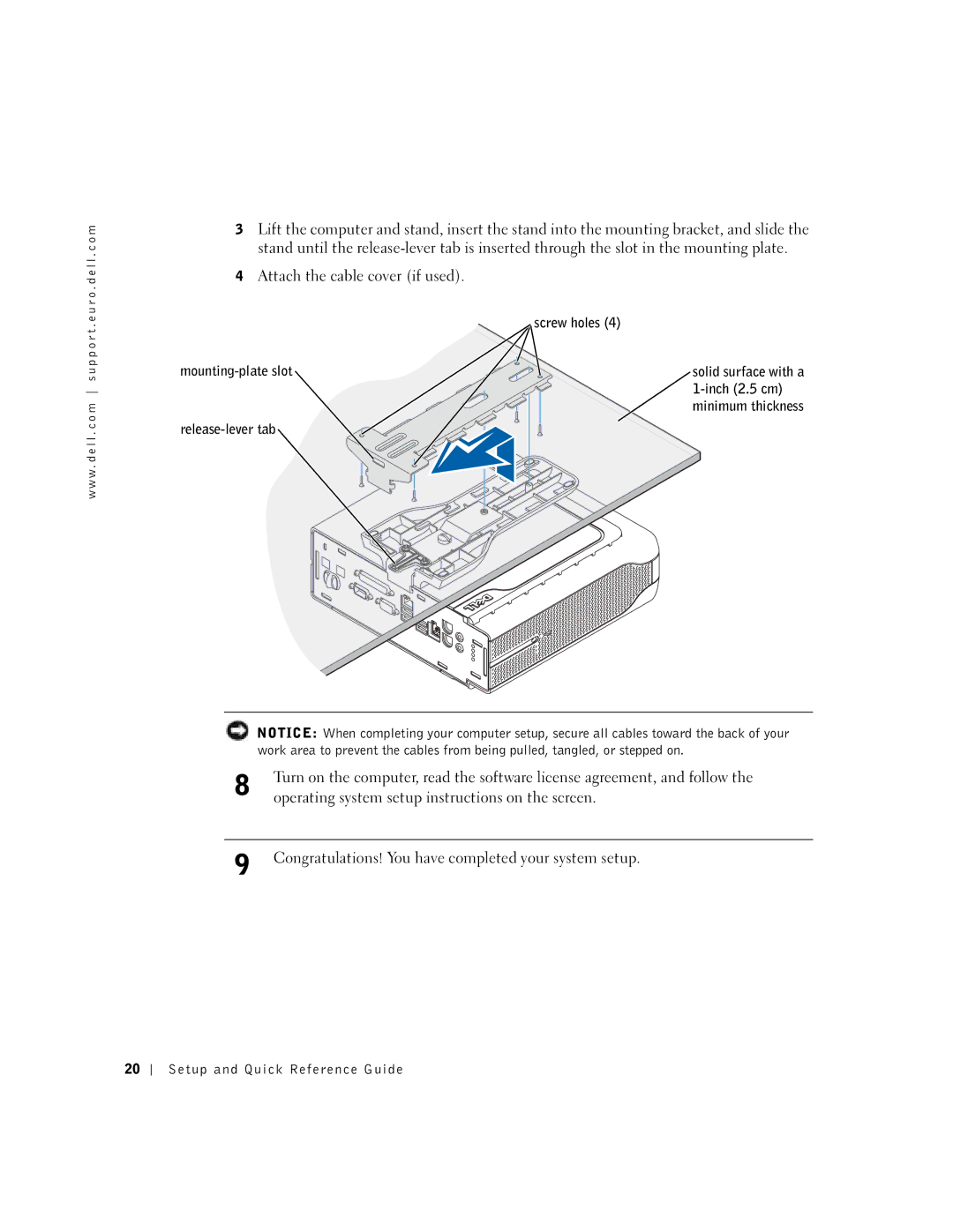 Dell 2U454, DCT manual Operating system setup instructions on the screen 