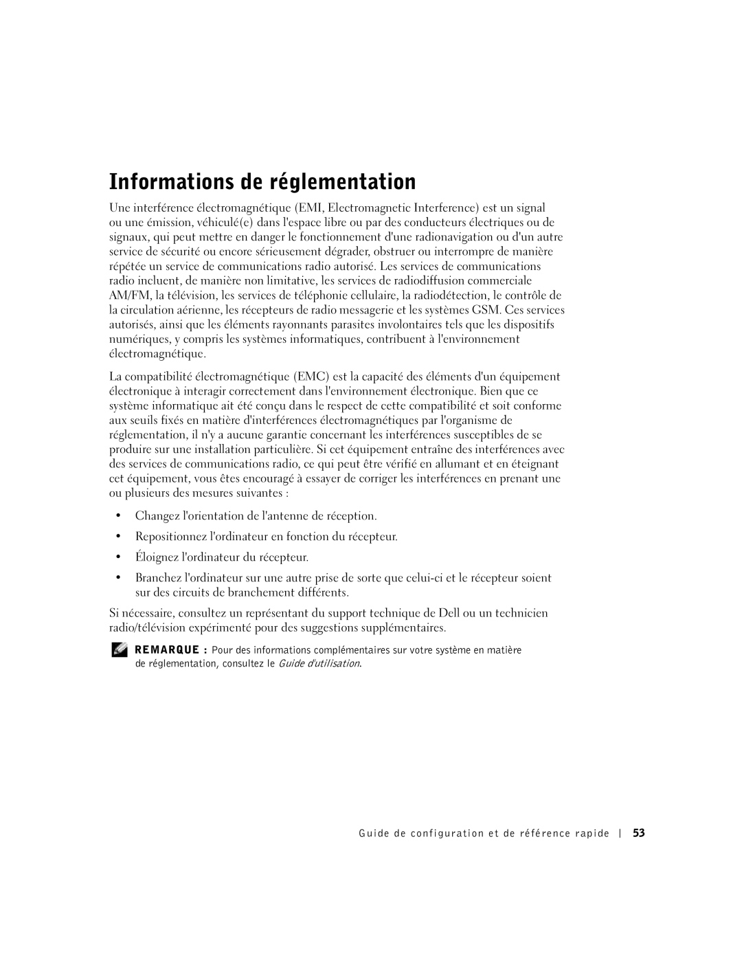 Dell DCT, 2U454 manual Informations de réglementation 