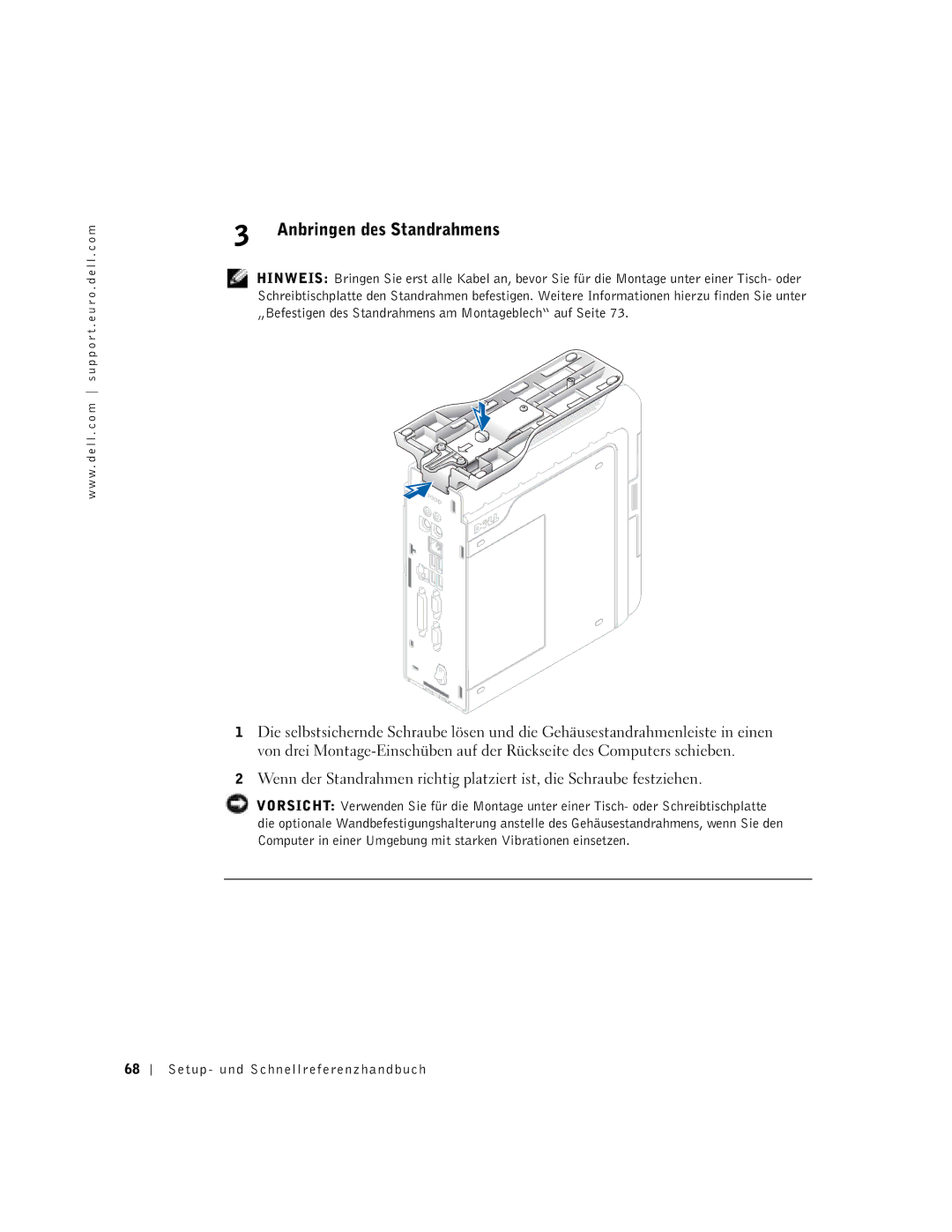 Dell 2U454, DCT manual Anbringen des Standrahmens 