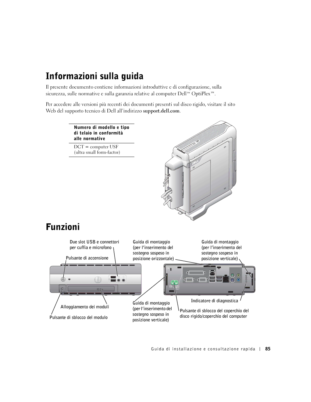 Dell DCT, 2U454 manual Informazioni sulla guida, Funzioni 