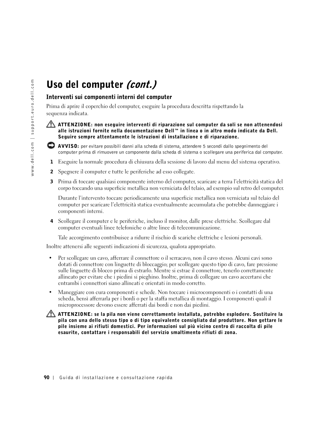 Dell 2U454, DCT manual Interventi sui componenti interni del computer 