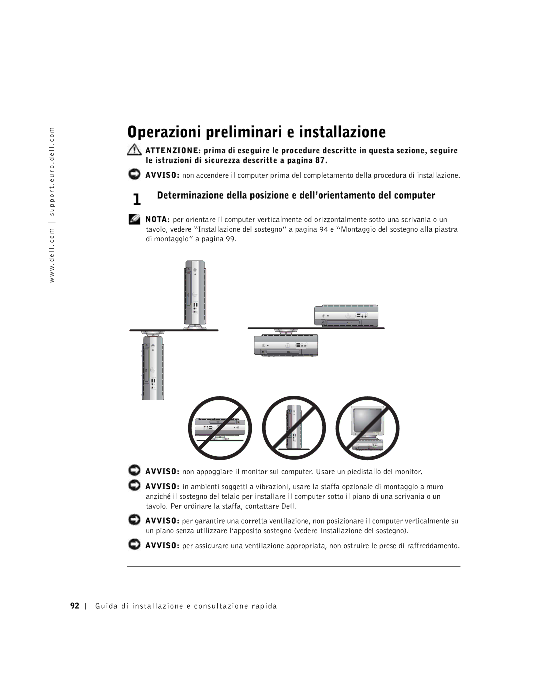 Dell 2U454, DCT manual Operazioni preliminari e installazione 