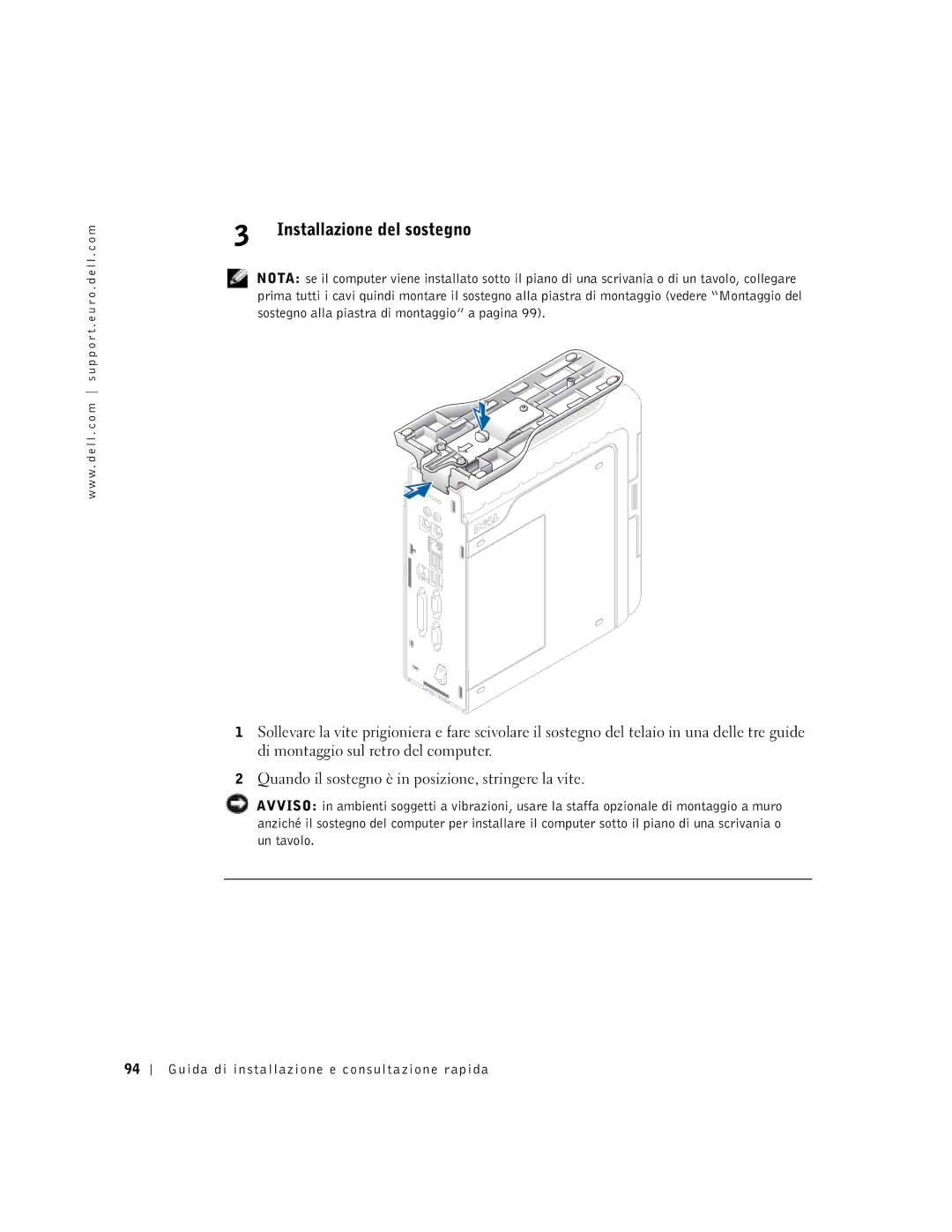 Dell 2U454, DCT manual Installazione del sostegno 