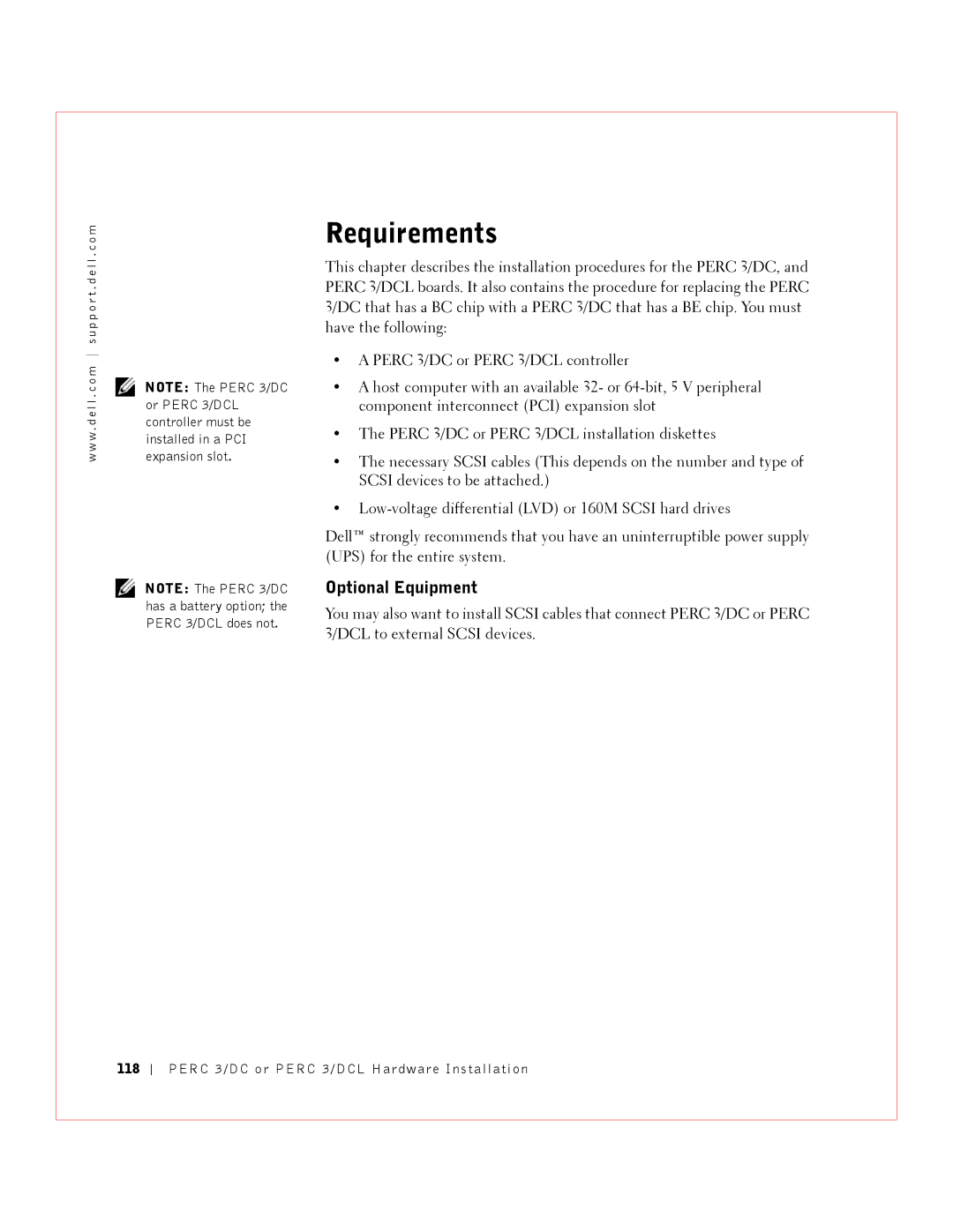 Dell manual Perc 3/DC or Perc 3/DCL Hardware Installation 