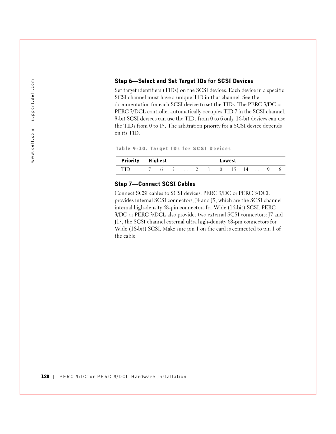 Dell 3 manual Select and Set Target IDs for Scsi Devices, 128 