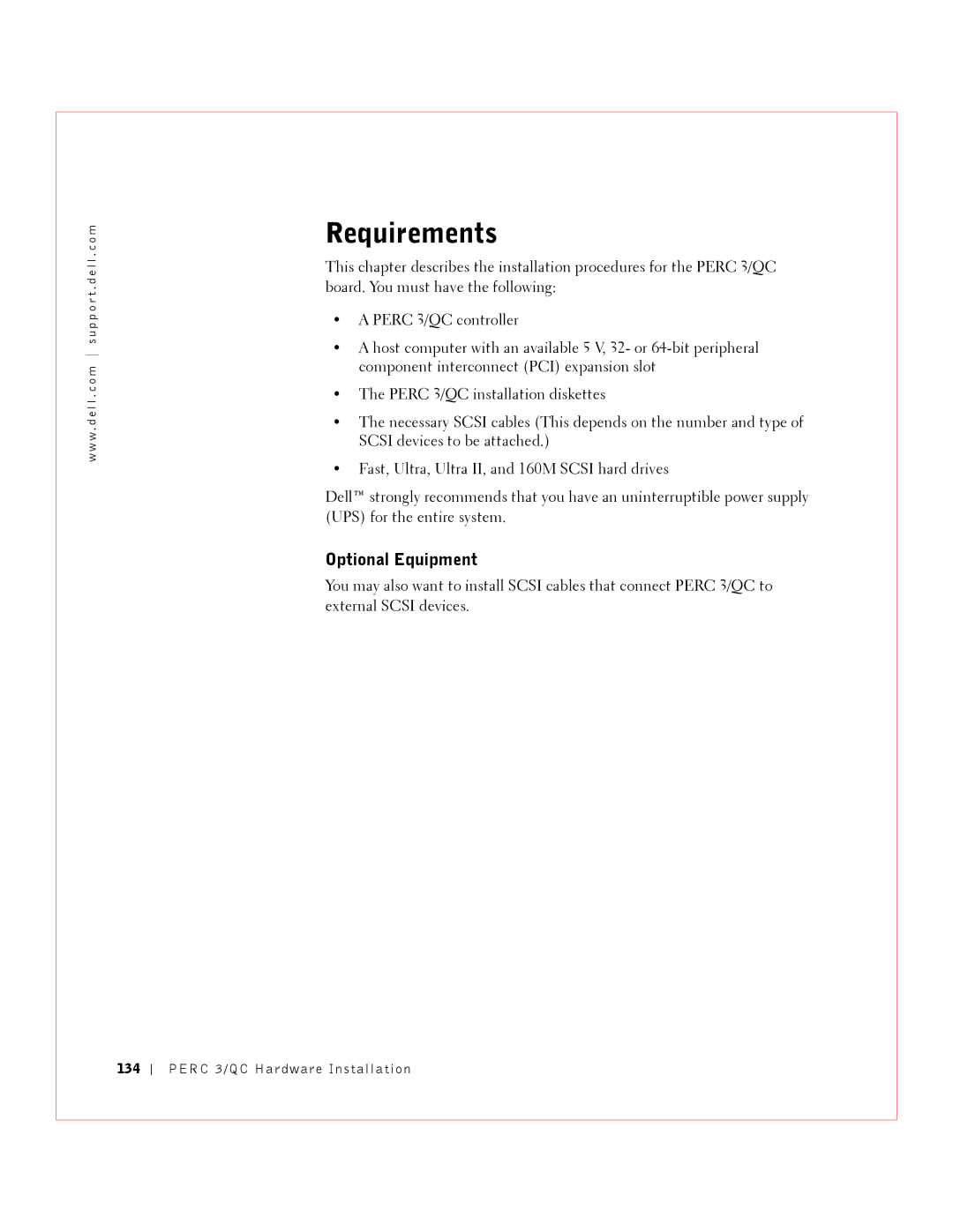 Dell manual Requirements, 134 