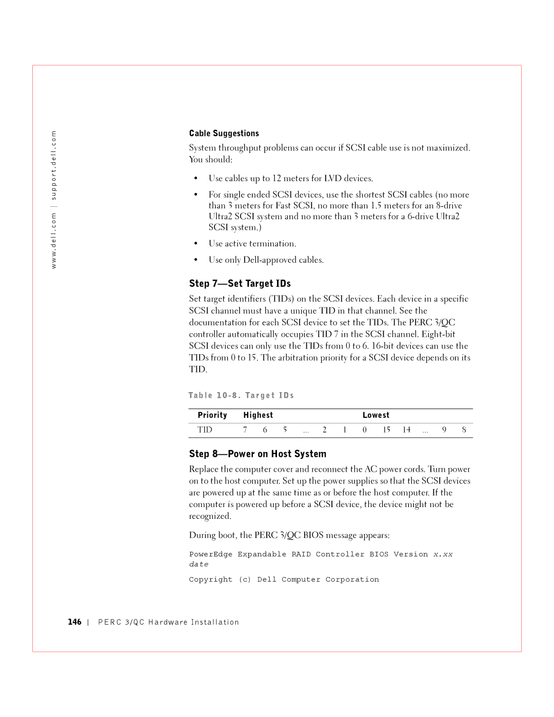 Dell 3 manual Cable Suggestions, 146 