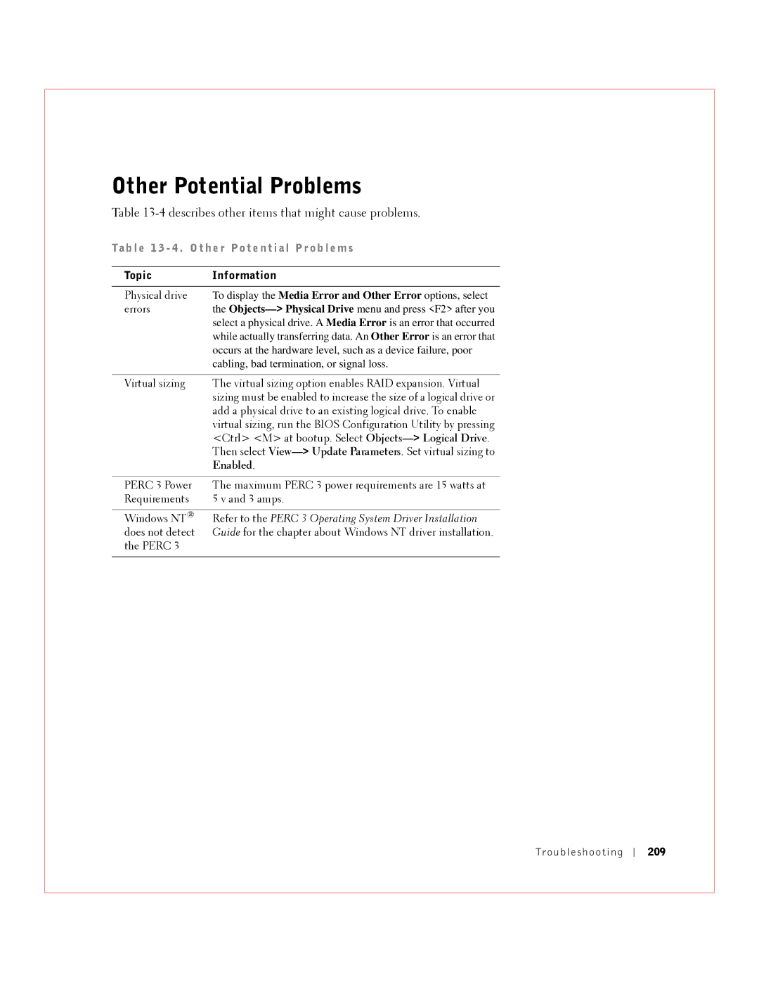 Dell 3 manual Other Potential Problems, Describes other items that might cause problems, Topic Information 