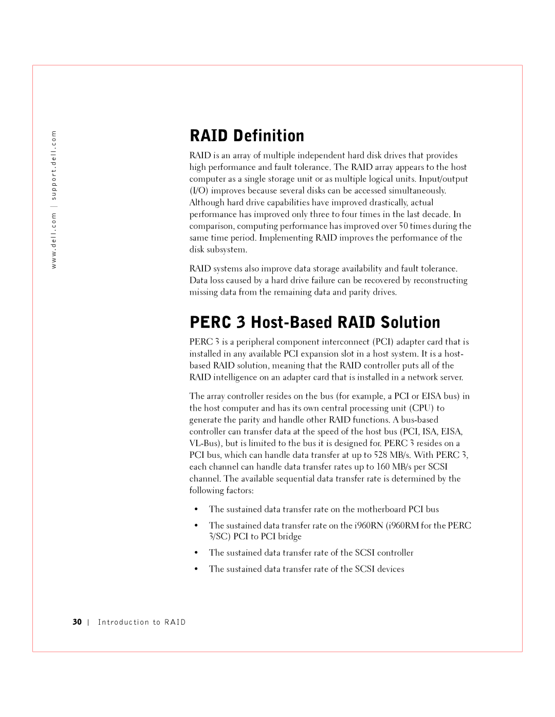 Dell manual RAID Definition, Perc 3 Host-Based RAID Solution 