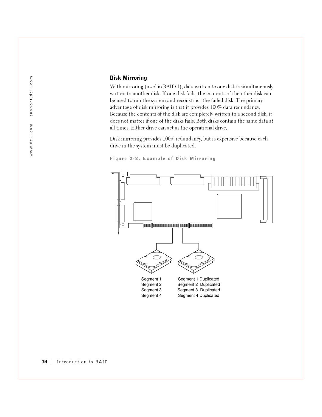 Dell 3 manual Disk Mirroring, G u r e 2 2 . E xa m pl e o f D i s k M i r r or i n g 