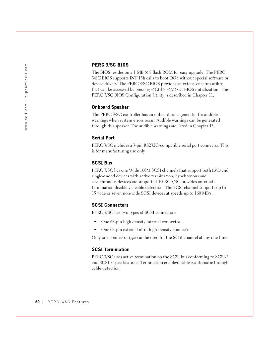 Dell 3 manual Onboard Speaker, Serial Port, Scsi Bus, Scsi Termination 