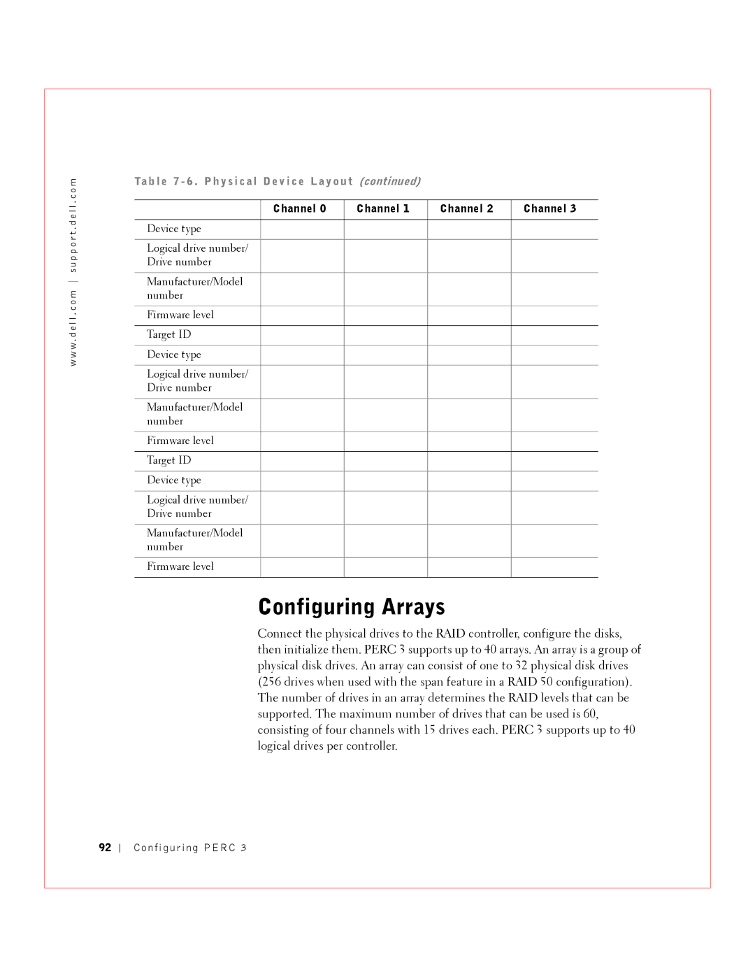 Dell 3 manual Configuring Arrays 