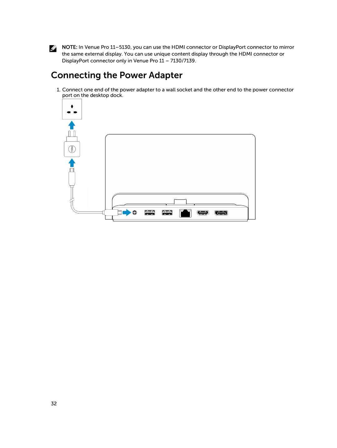 Dell 30-Nov, Nov-39 manual Connecting the Power Adapter 