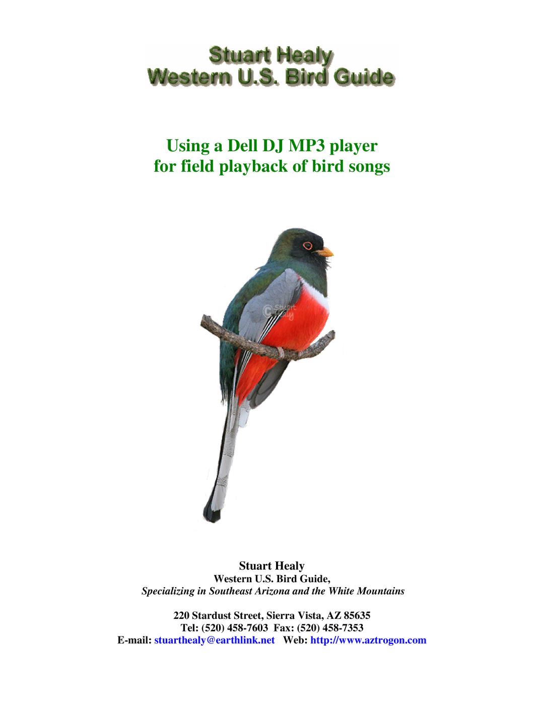 Dell 30 manual Using a Dell DJ MP3 player For field playback of bird songs 