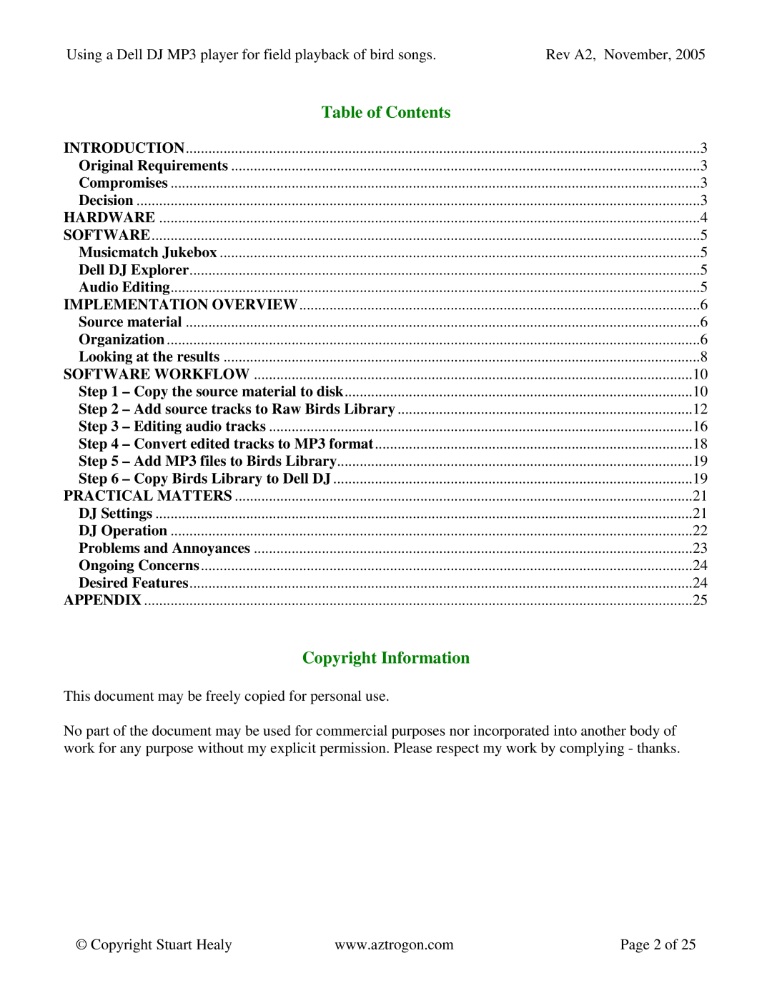 Dell 30 manual Table of Contents 