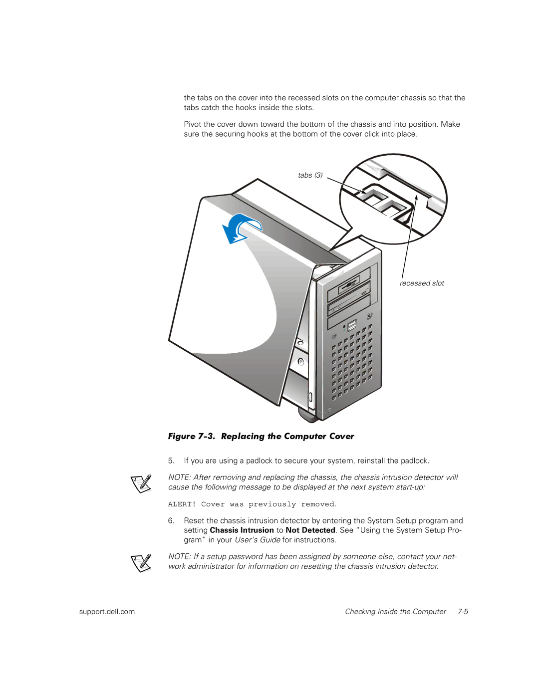 Dell 300 manual Replacing the Computer Cover 