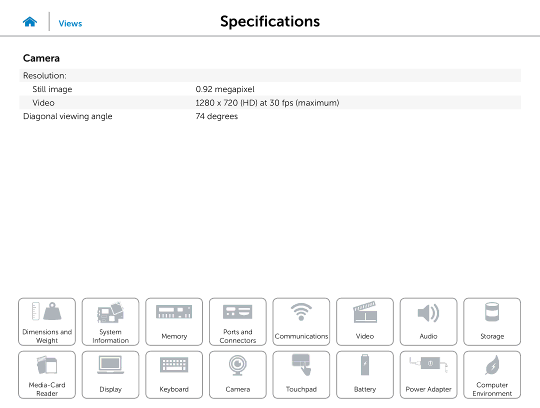 Dell 3000 Series specifications Camera 