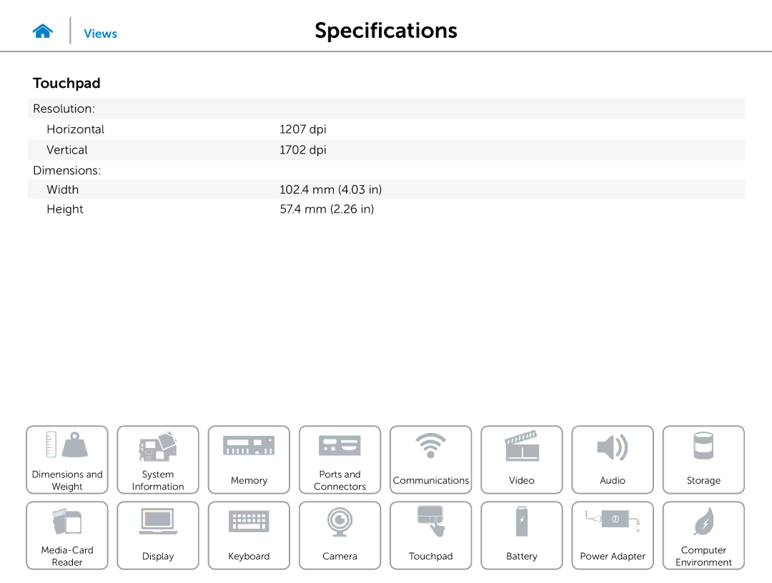 Dell 3000 Series specifications Touchpad 